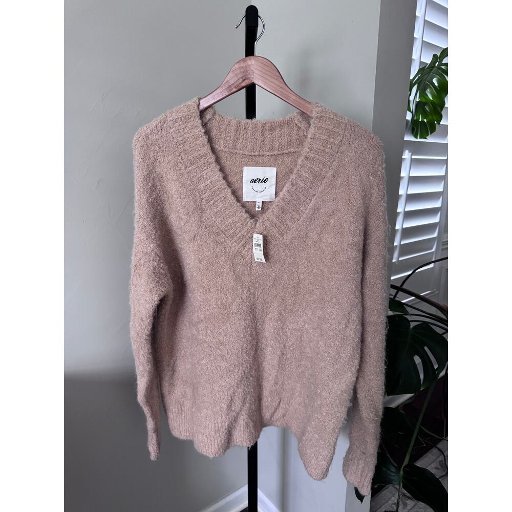 Aerie Oversized V Neck Chunky Knit Sweater coastal cozy